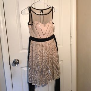 Blush Ruby Rox party dress w/ black trim, sequins
